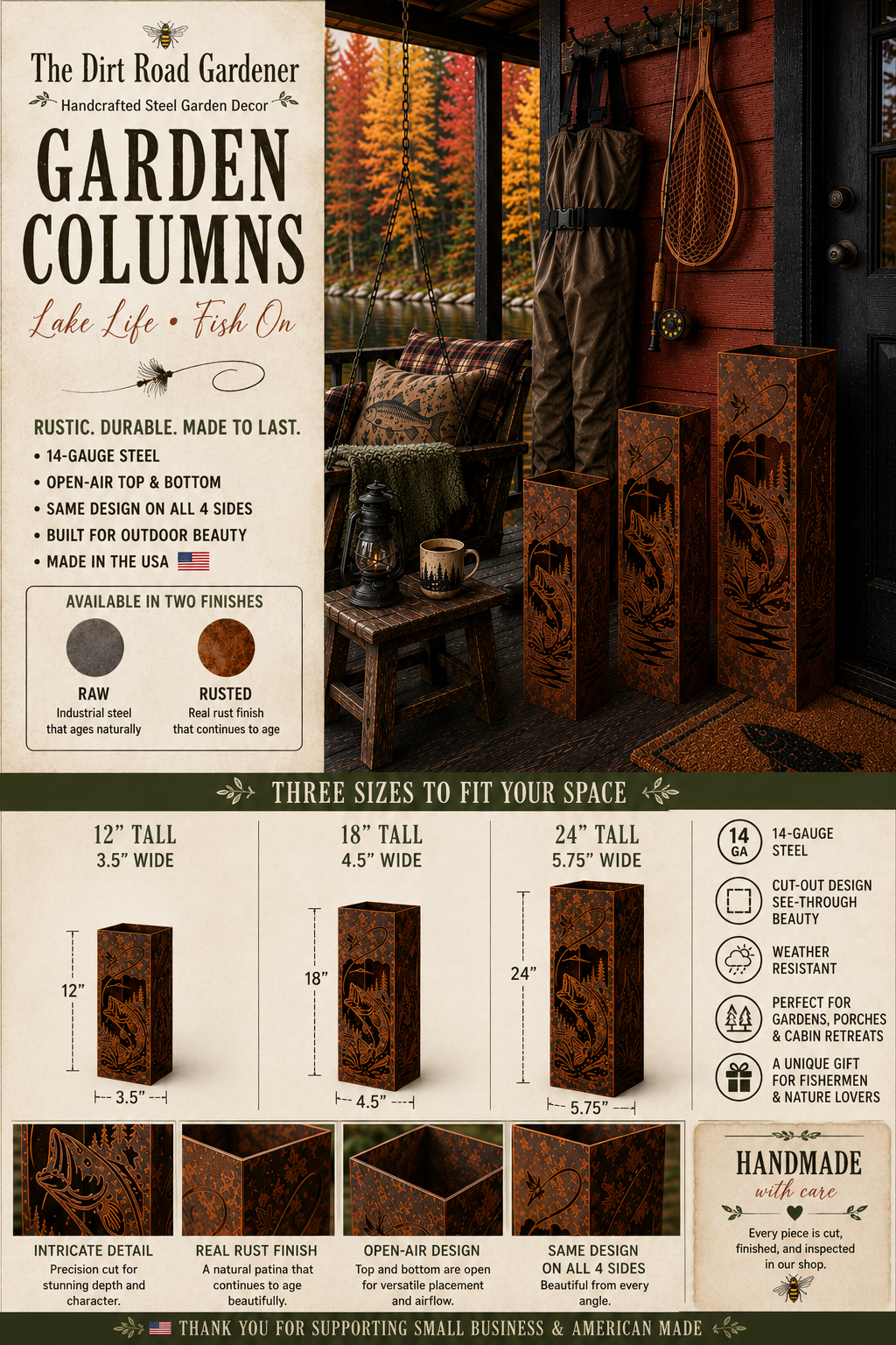 Large Bass Garden Column – 18”