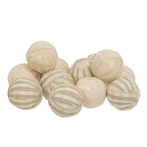 Natural Striped Rag Balls – Set of 12