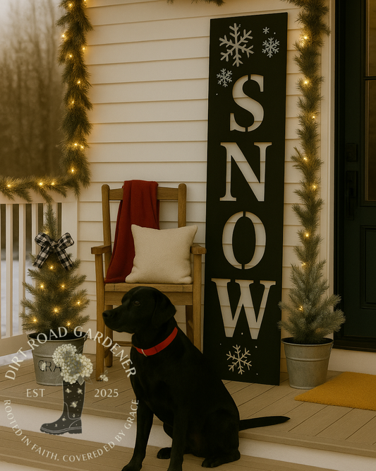 Handmade Steel SNOW Porch Sign | Farmhouse Winter Decor | Holiday Decorations