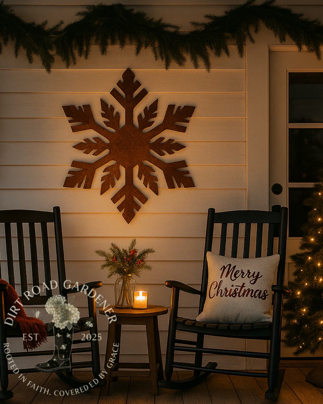 Snowflake Metal Silhouette | Rustic Winter Wall Art | Farmhouse Christmas Sign | Holiday Decor