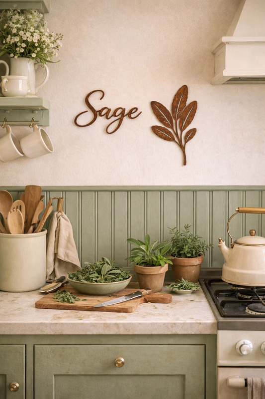 Sage Herb Mini Metal Sign Bundle | Farmhouse Kitchen Wall Decor | Rustic Herb Garden Art | Cottage Pantry & Entryway Accent