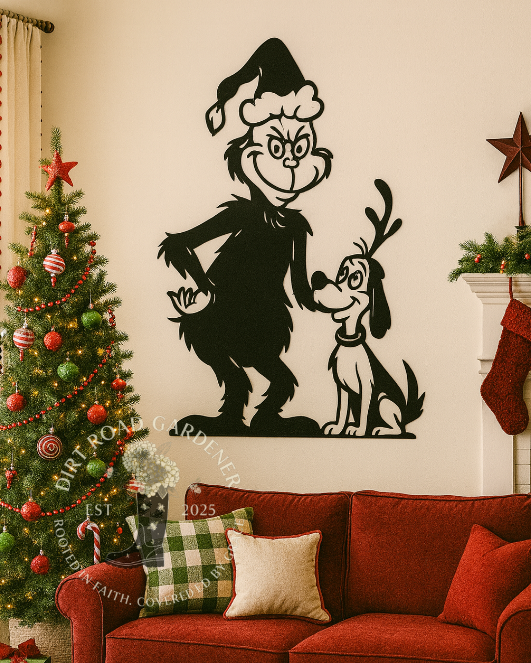 Christmas Silhouette Metal Wall Art | Holiday Decor | Whoville Inspired Decoration | Farmhouse Christmas Sign