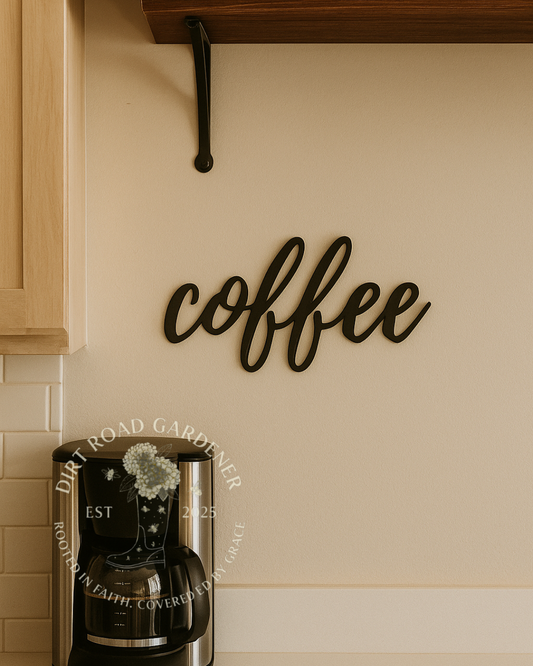 Coffee Metal Word Sign | Coffee Bar Decorations | Farmhouse Kitchen Wall Decor