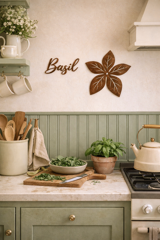 Basil Herb Mini Metal Sign Bundle | Farmhouse Kitchen Wall Decor | Rustic Herb Garden Art | Cottage Pantry Accent