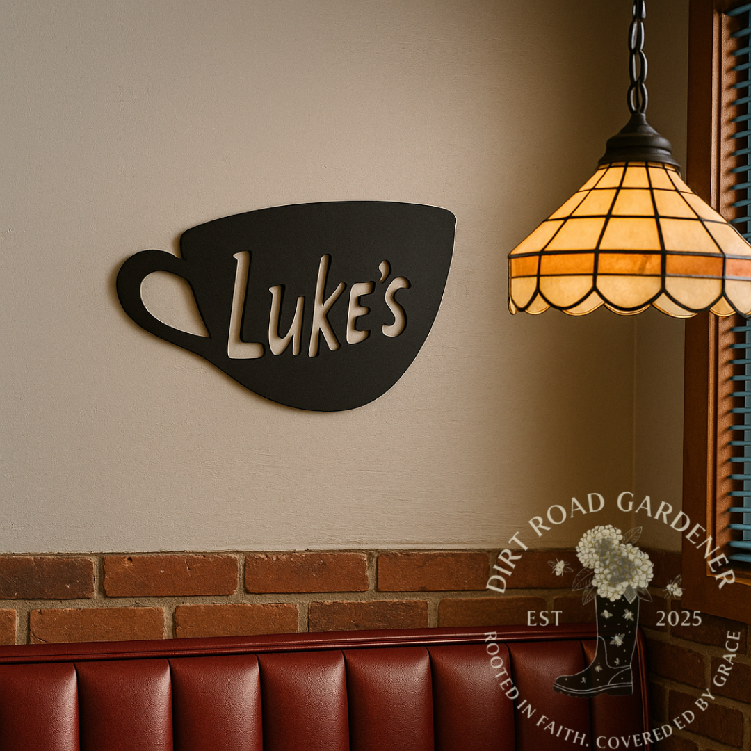 Lukes Coffee Cup Metal Wall Art | Stars Hollow Inspired | Farmhouse Café Metal Sign
