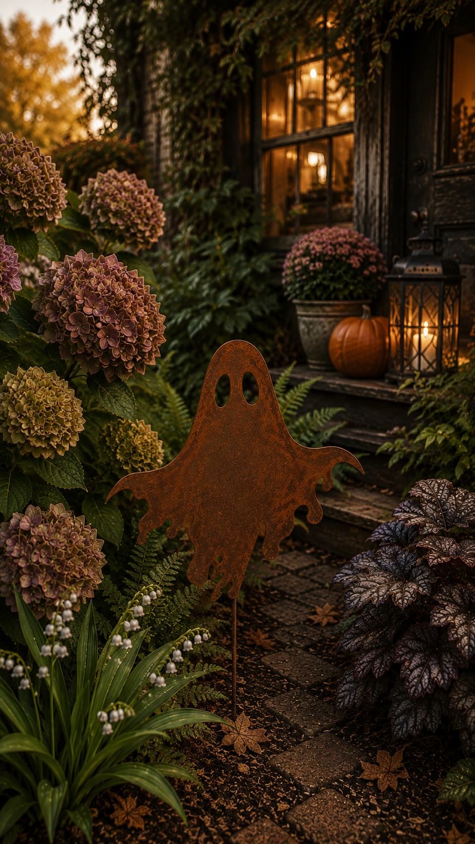 Ghost Metal Garden Stake | Handmade Steel Halloween Garden Art
