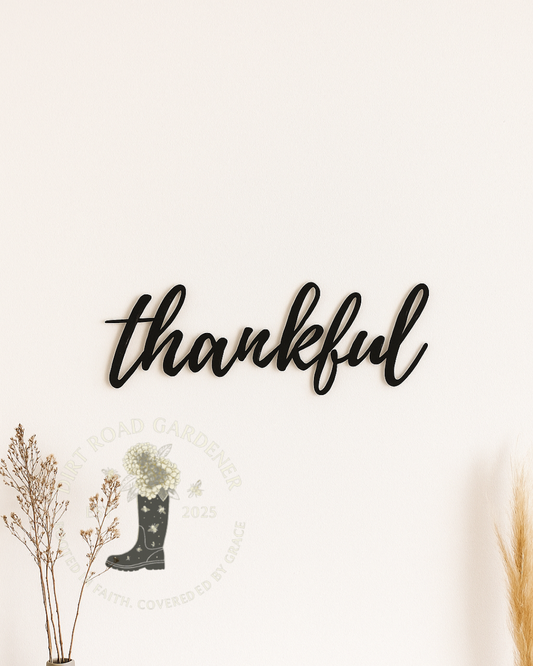 Thankful Metal Wall Sign | Farmhouse Cottage Decor | Holiday Decorations