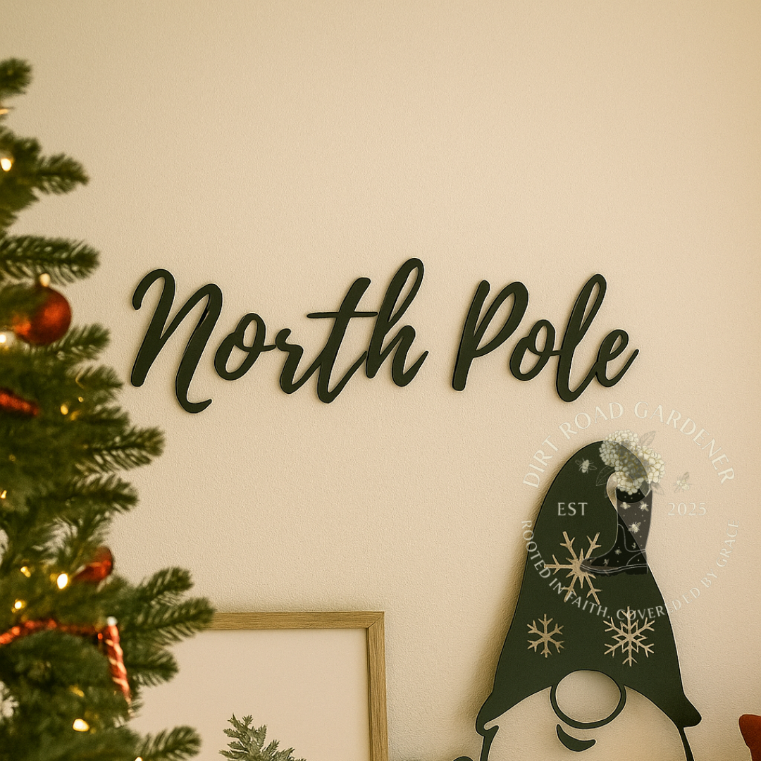 North Pole Metal Word Sign | Farmhouse Christmas Wall Decor