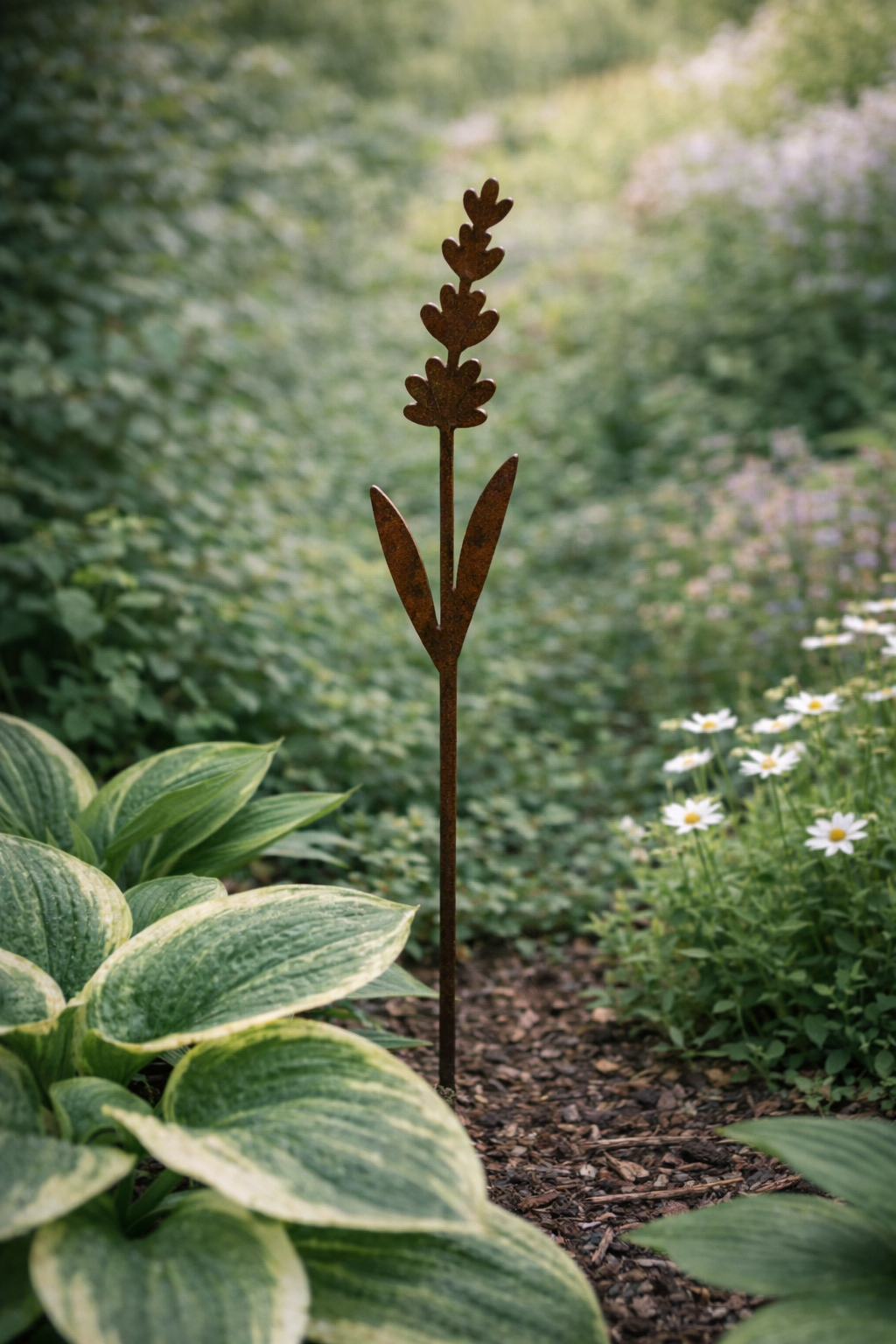 Wildflower Stem Metal Garden Stake | Handmade Steel Garden Art
