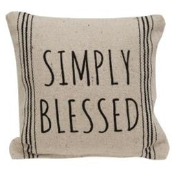 Simply Blessed Striped Natural Pillow – 10x10”