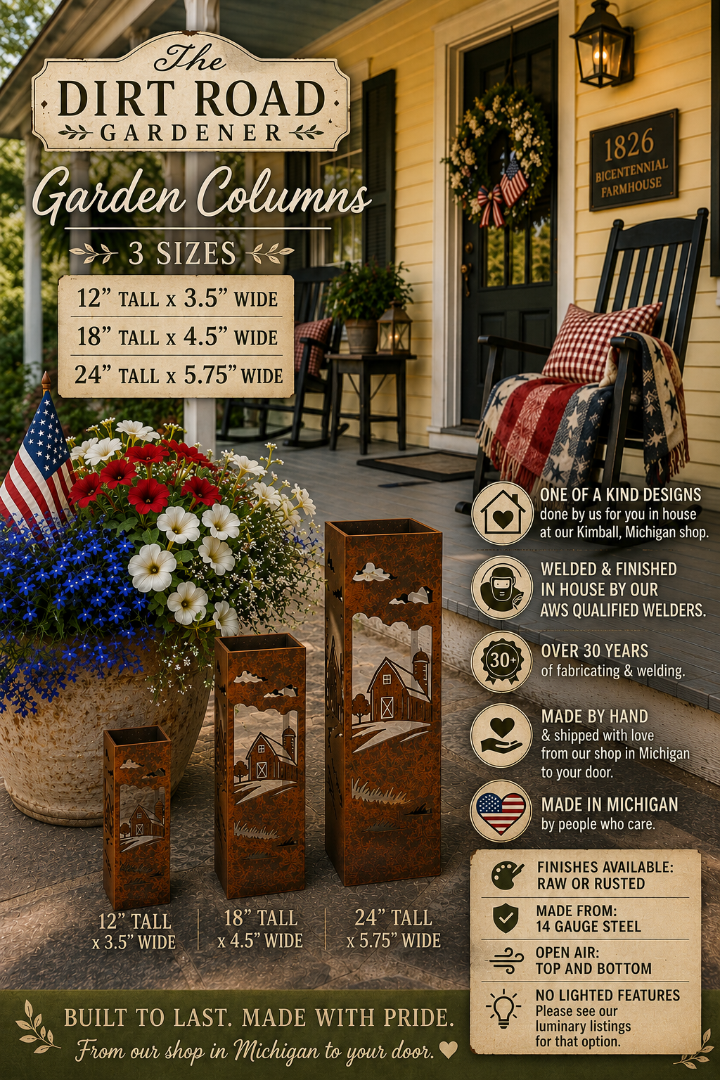 Large Barn Garden Column – 18”