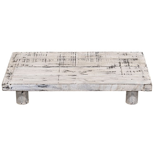 Distressed White Wood Rectangle Riser