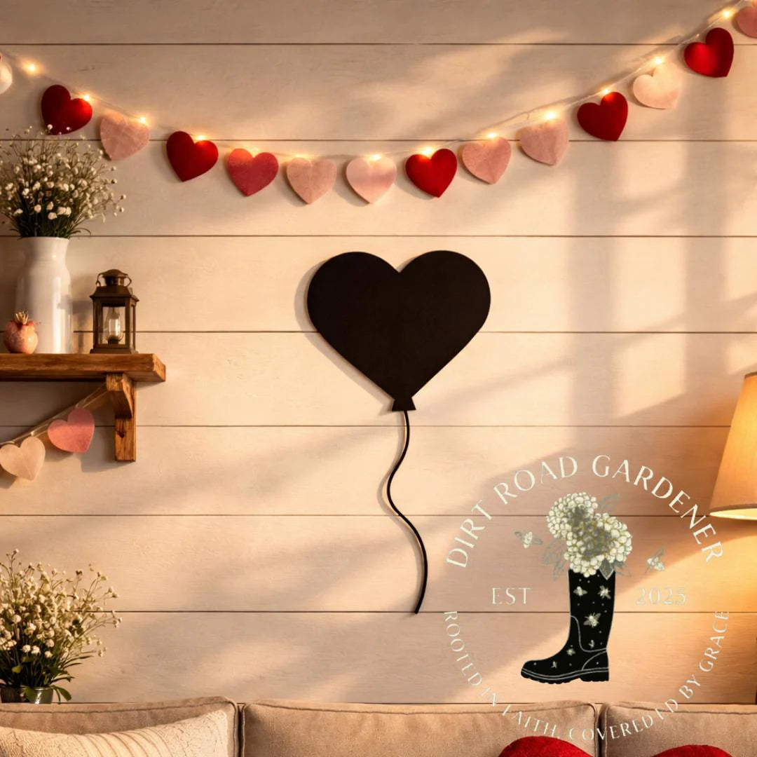HEART BALLOON Farmhouse Cottage Valentines Metal Sign