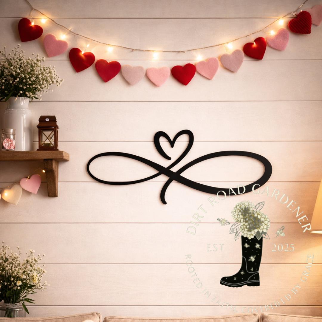 INFINITY HEART Farmhouse Cottage Valentines Metal Sign