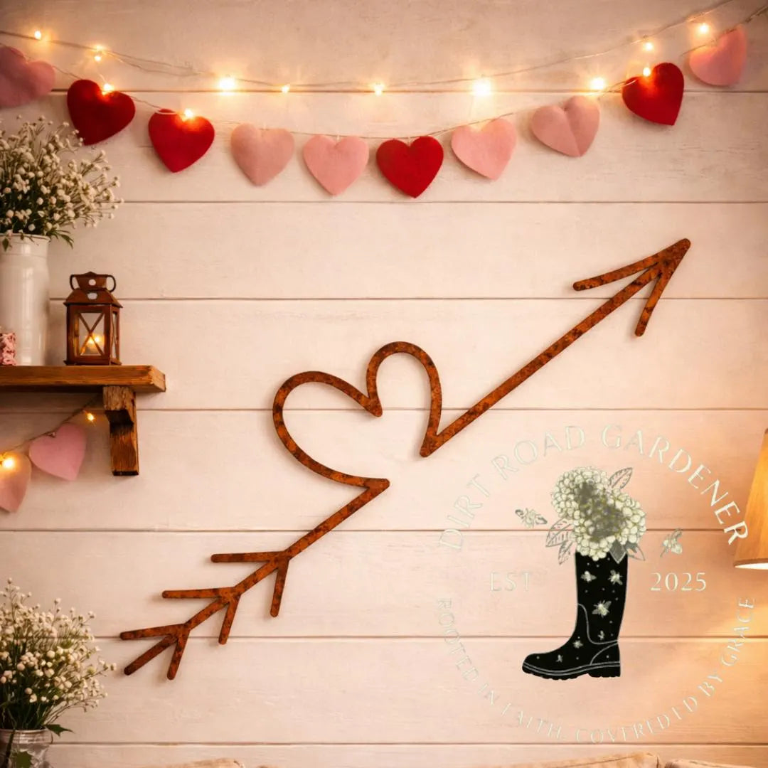 CUPIDS ARROW Farmhouse Cottage Valentines Metal Sign