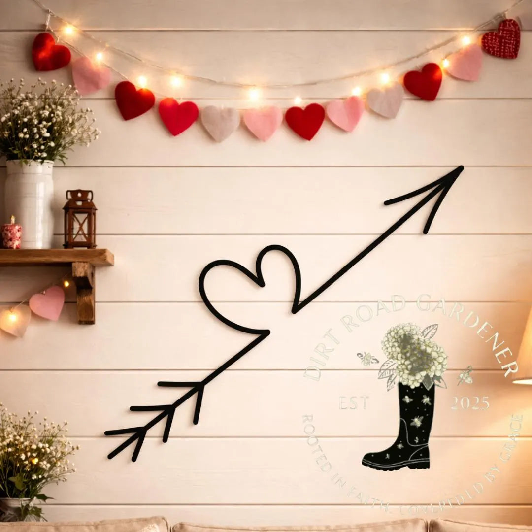CUPIDS ARROW Farmhouse Cottage Valentines Metal Sign