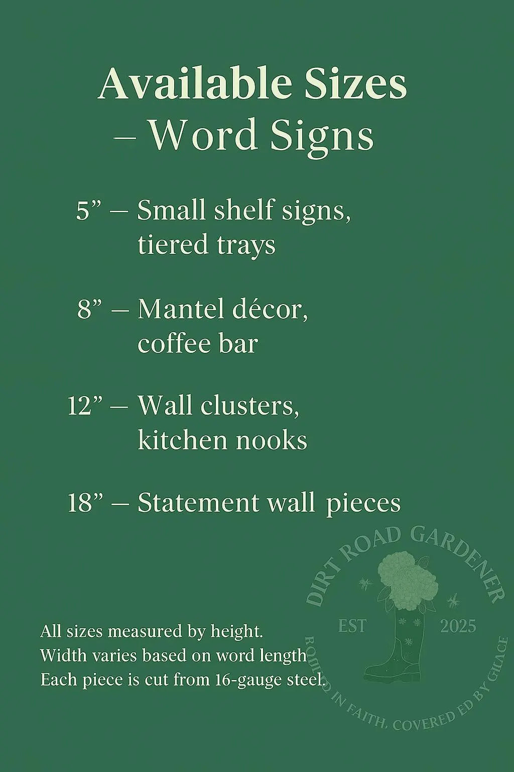 ROOTED Farmhouse Country Cottage Garden Word Sign