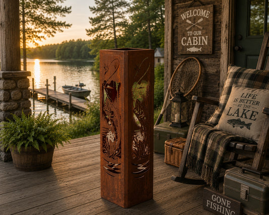 24 Inch Bass Fish steel garden column