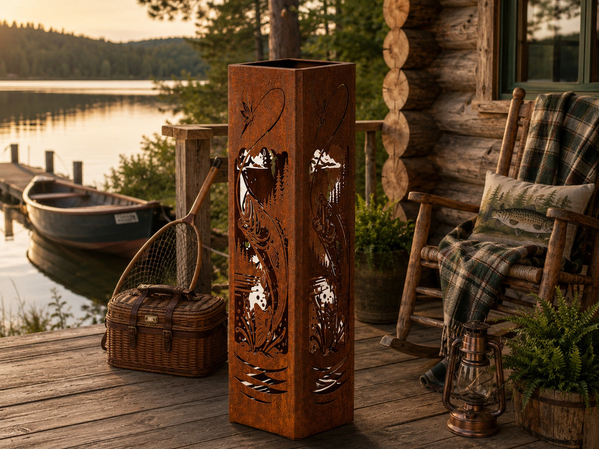 32 Inch Bass Fish steel garden column