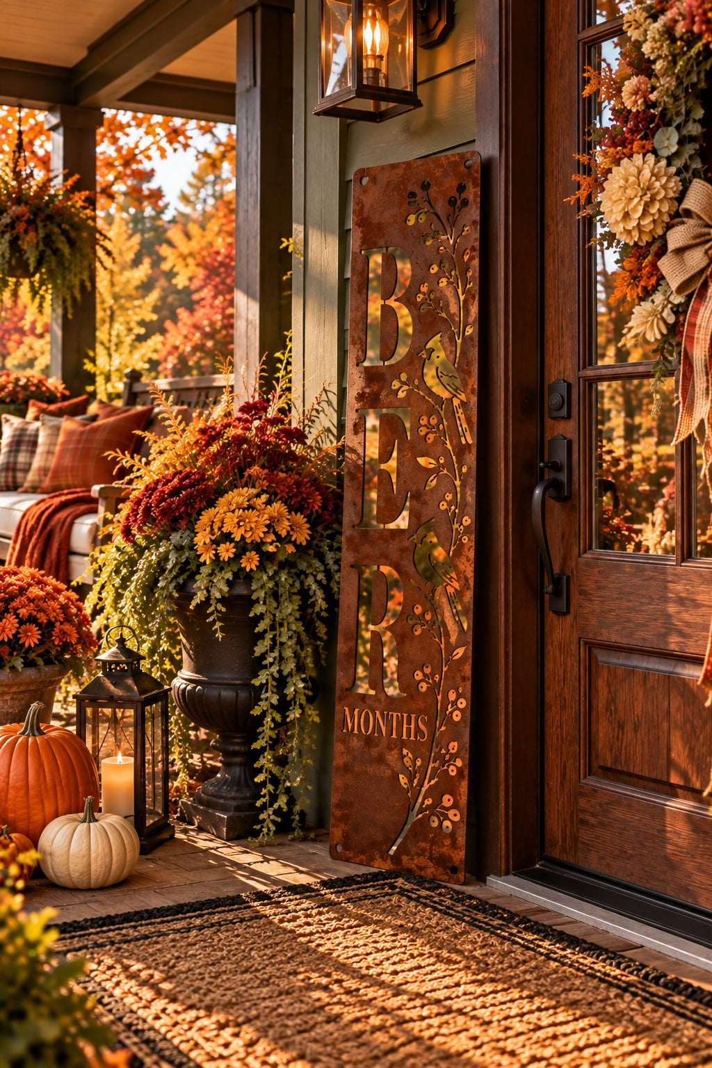 The BER Months Bird N Vine Metal Porch Leaner