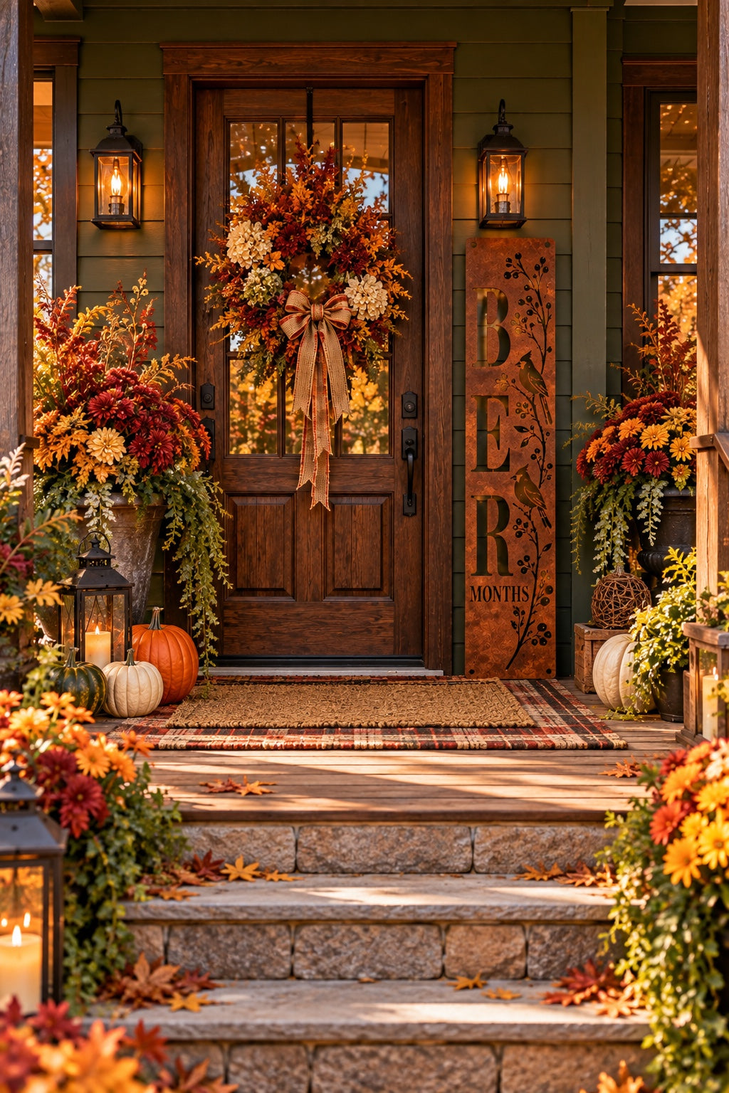 The BER Months Bird N Vine Metal Porch Leaner