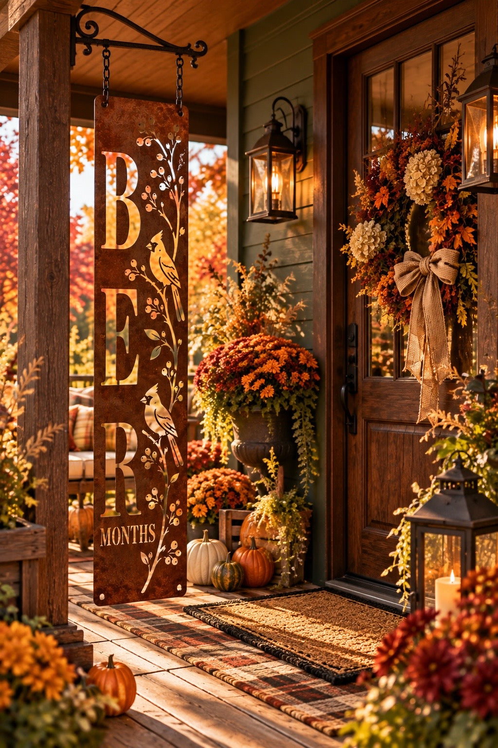 The BER Months Bird N Vine Metal Porch Leaner