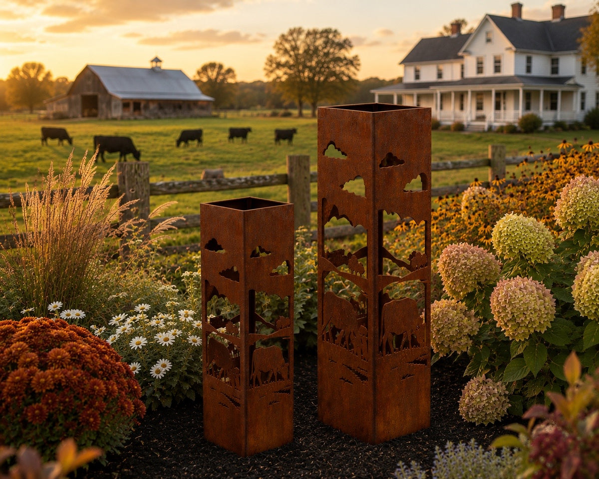 18 + 24 Inch Set Cattle Pasture steel garden column