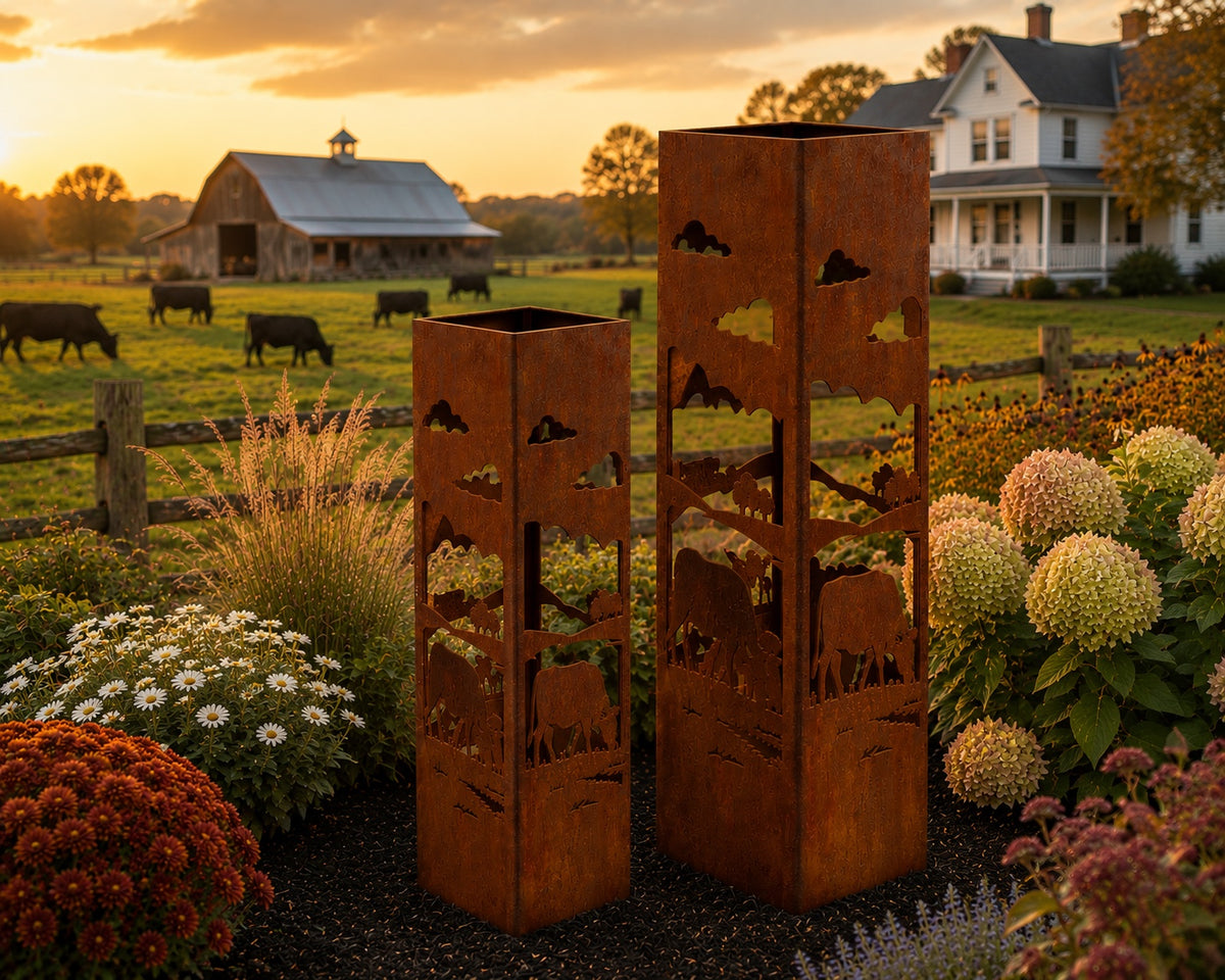 24 + 32 Inch Set Cattle Pasture steel garden column