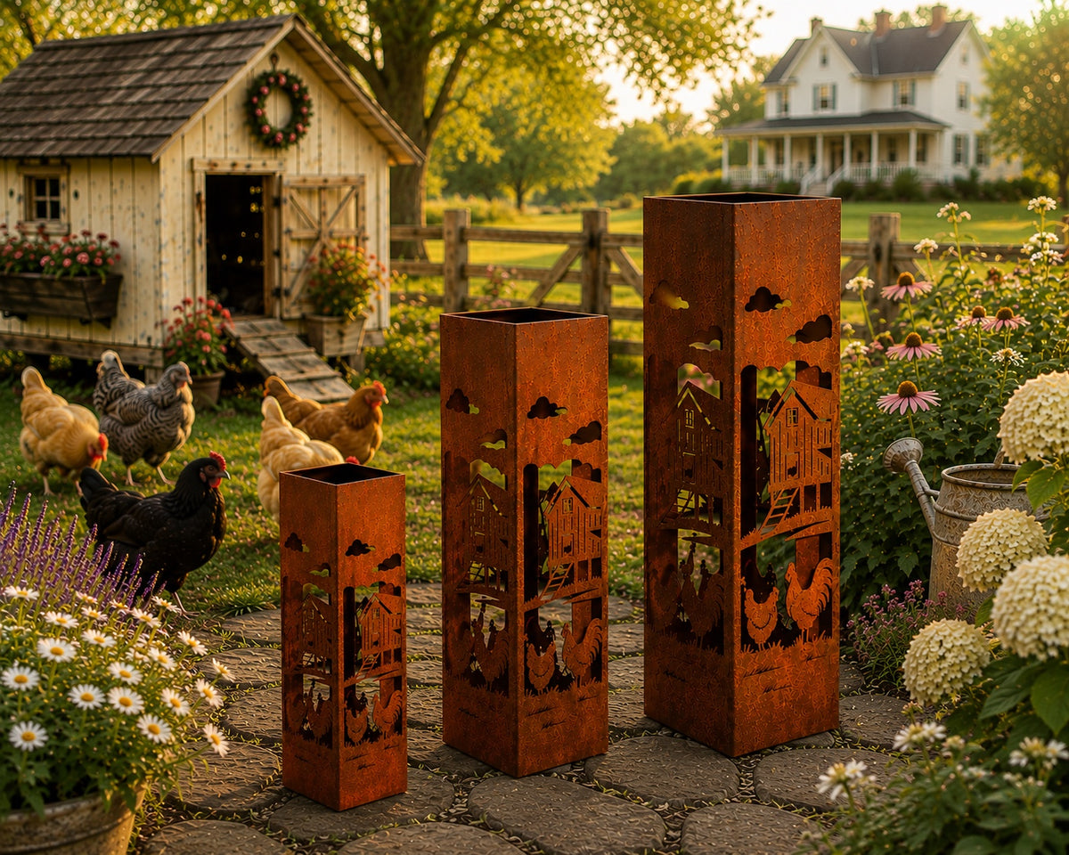 18 + 24 + 32 Inch Trio Homestead Chicken Coop steel garden column