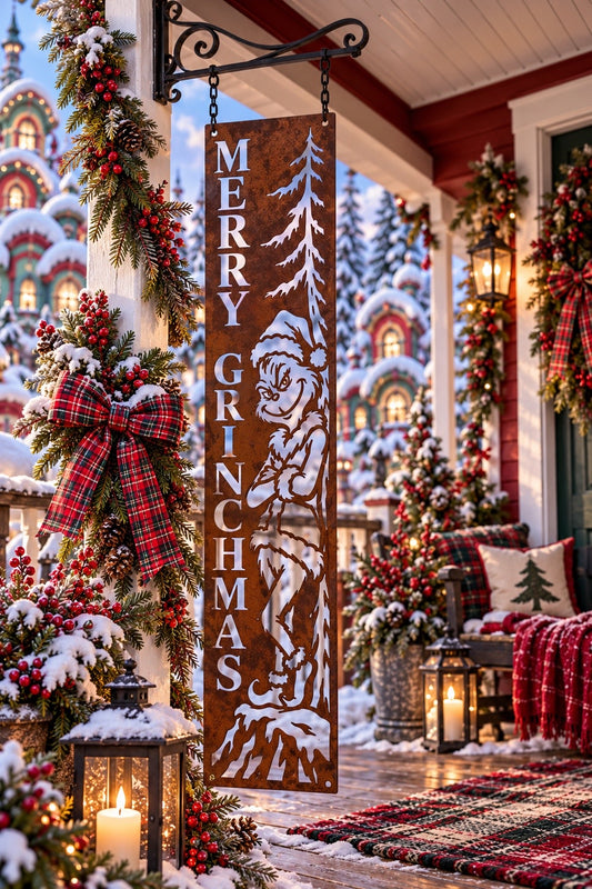 Merry GrinchMAS Metal Porch Leaner