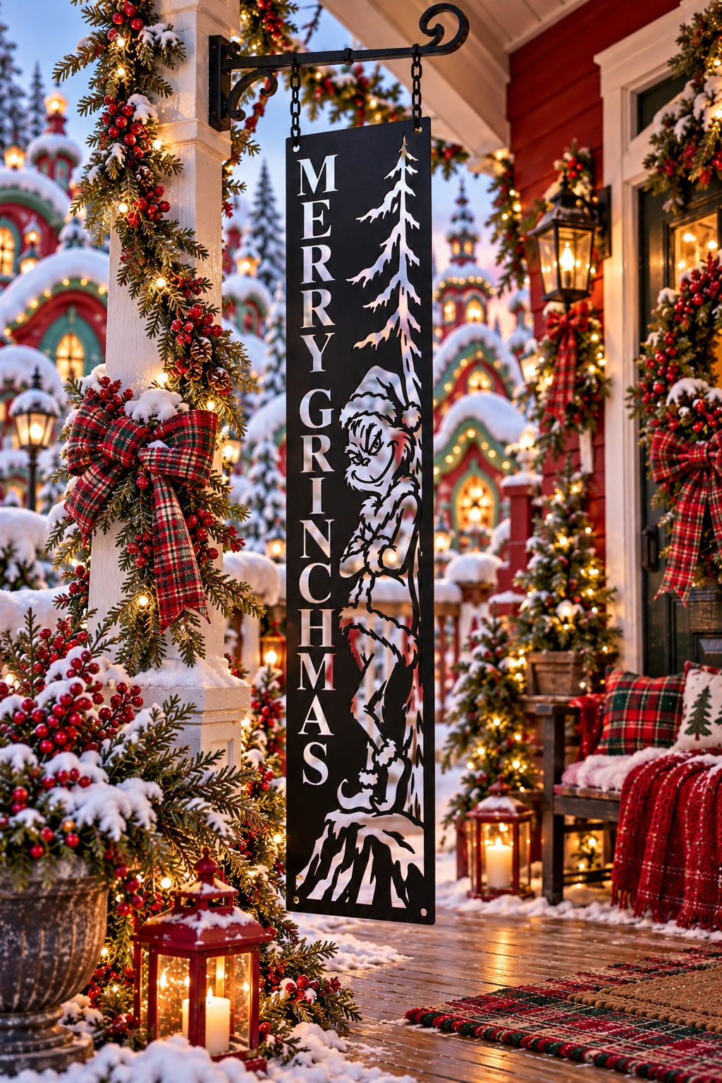 Merry GrinchMAS Metal Porch Leaner
