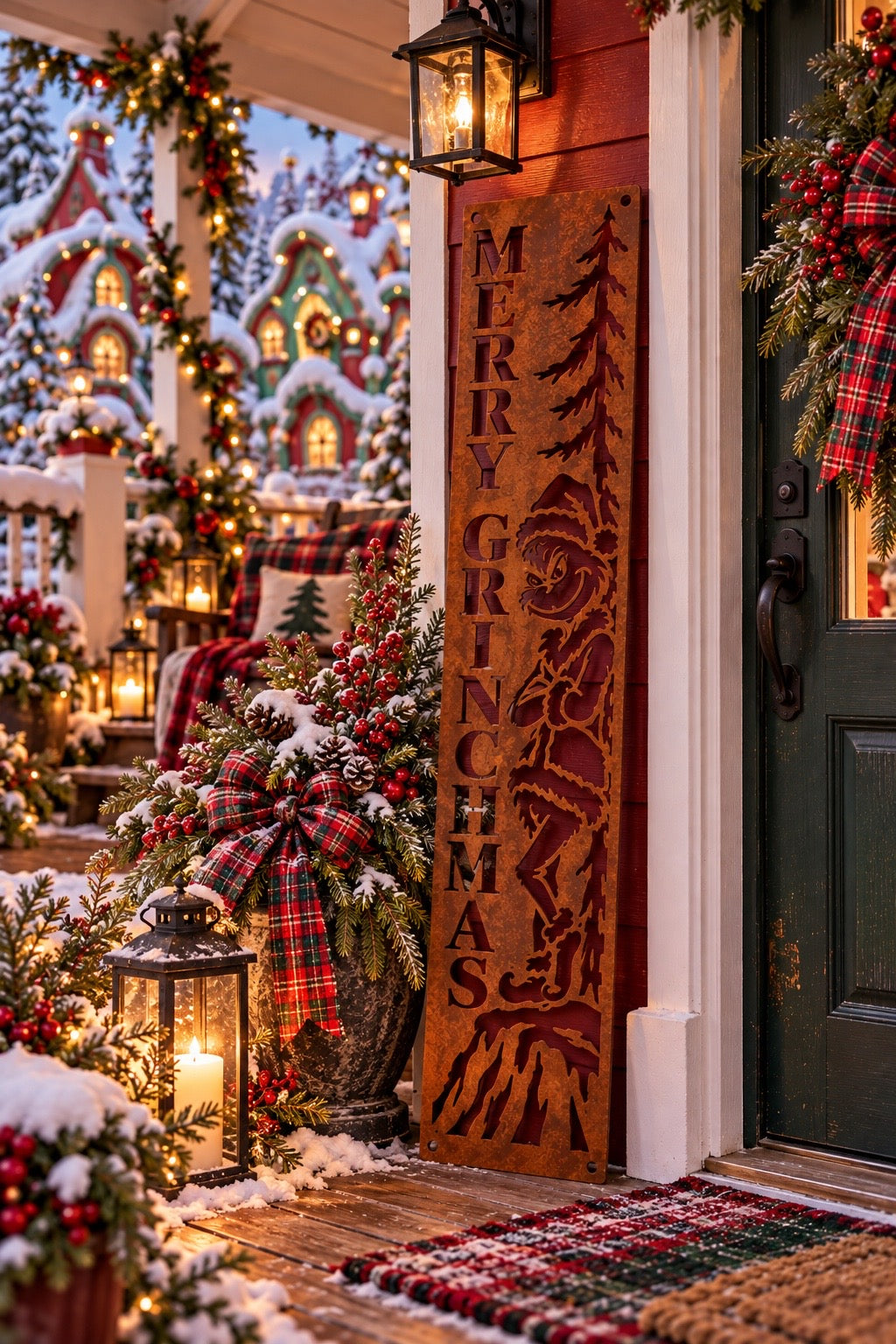 Merry GrinchMAS Metal Porch Leaner
