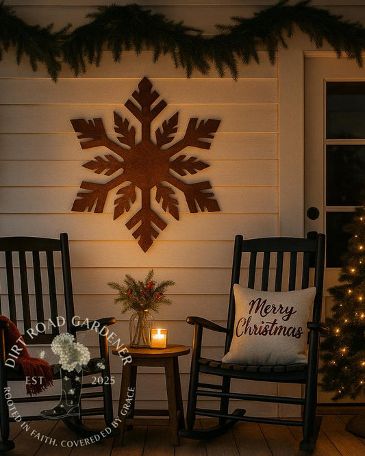 Snowflake Metal Silhouette | Rustic Winter Wall Art | Farmhouse Christmas Sign | Holiday Decor