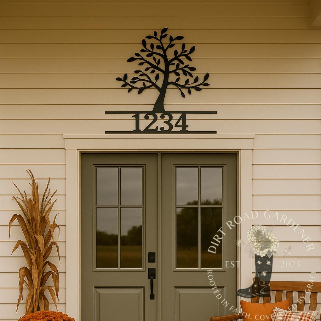 Custom Tree of Life Address Sign | Personalized Metal House Number | Farmhouse Outdoor Wall Art