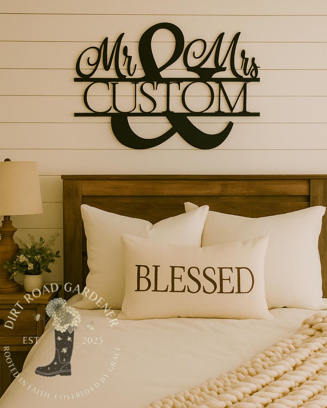 Mr & Mrs Personalized Metal Sign | Custom Last Name Wall Art | Farmhouse Decor