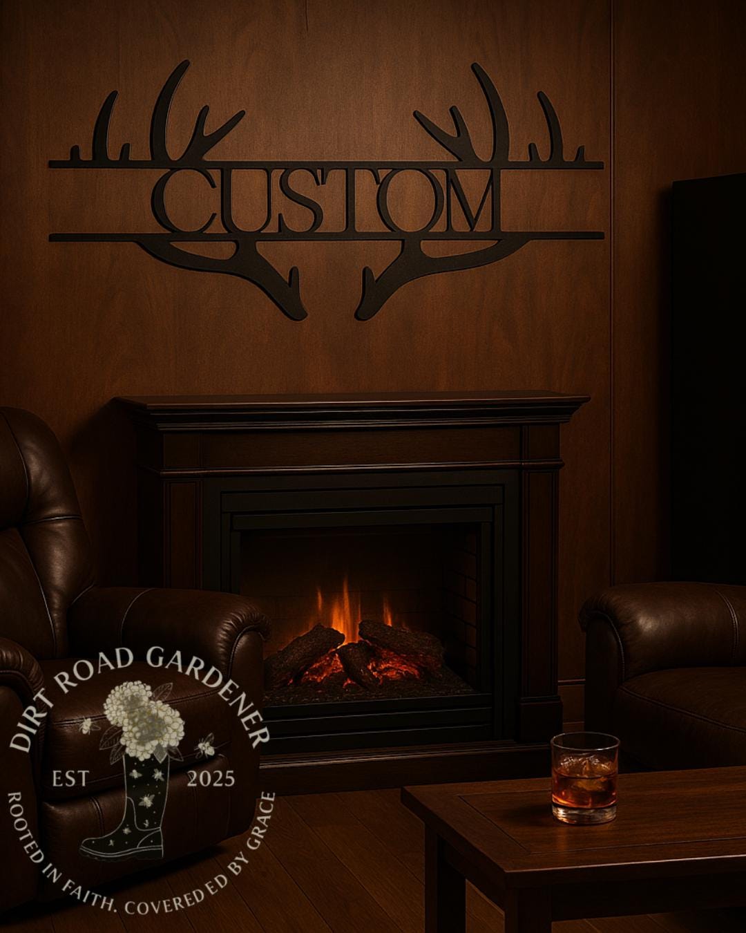 Personalized Deer Antler Metal Sign | Custom Last Name Wall Art | Rustic Cabin & Lodge Decor