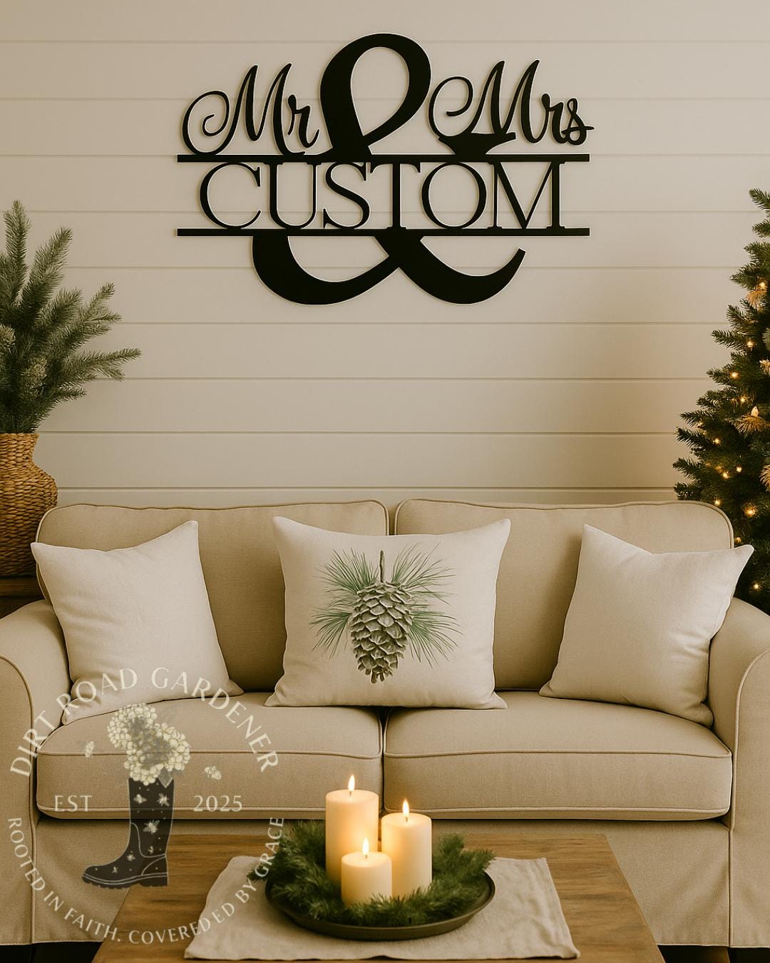 Mr & Mrs Personalized Metal Sign | Custom Last Name Wall Art | Farmhouse Decor