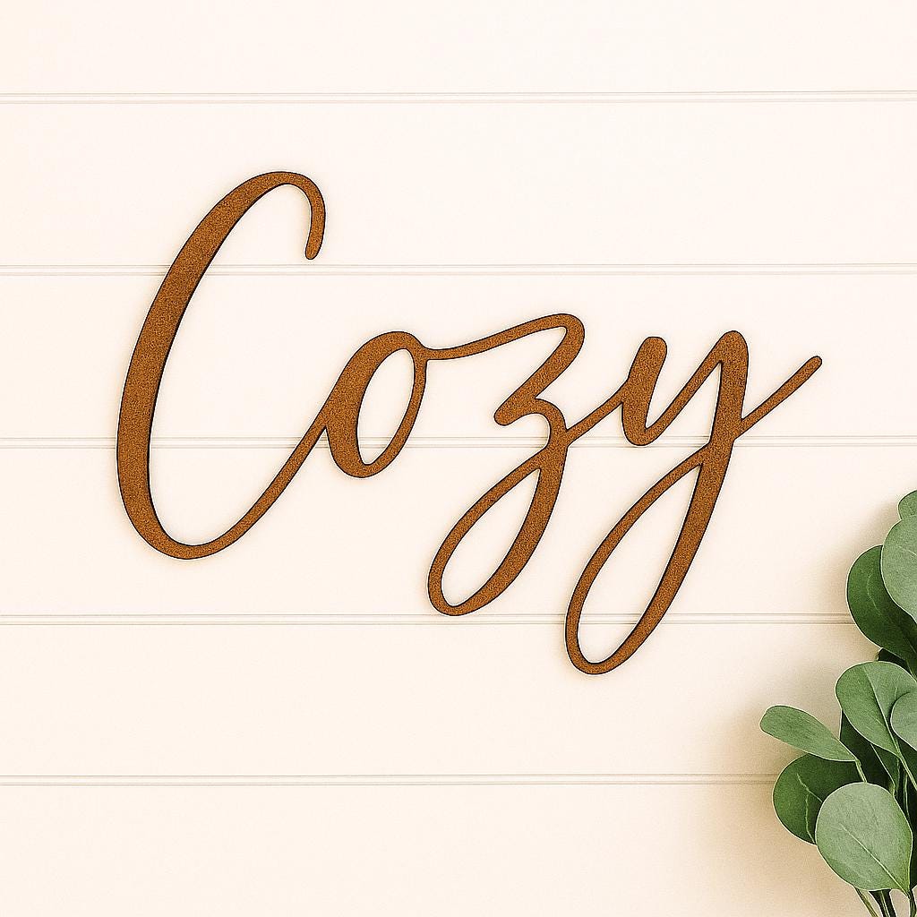 COZY Farmhouse Country Cottage Word Sign