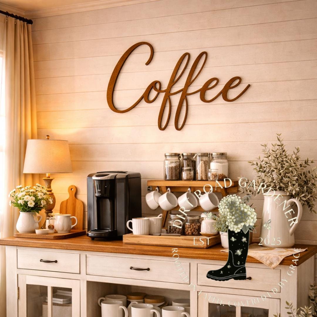 Coffee Metal Word Sign | Coffee Bar Decorations | Farmhouse Kitchen Wall Decor