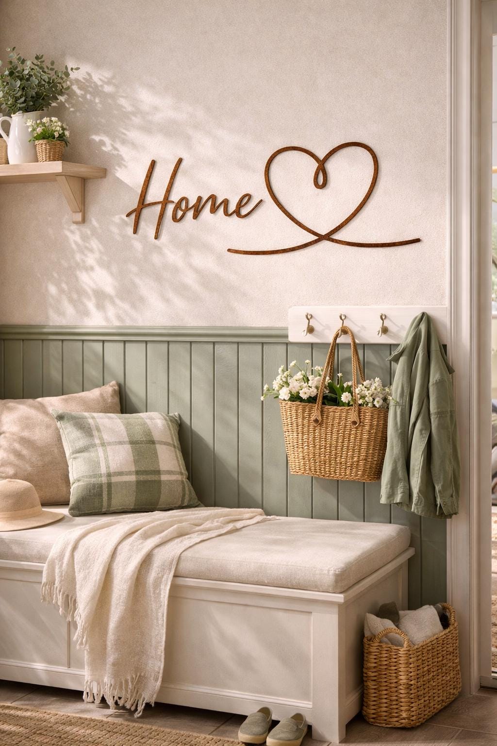 Heart of Home Mini Metal Sign Set | Entryway Wall Decor | Farmhouse Home Decor | Rustic Cottage Wall Art