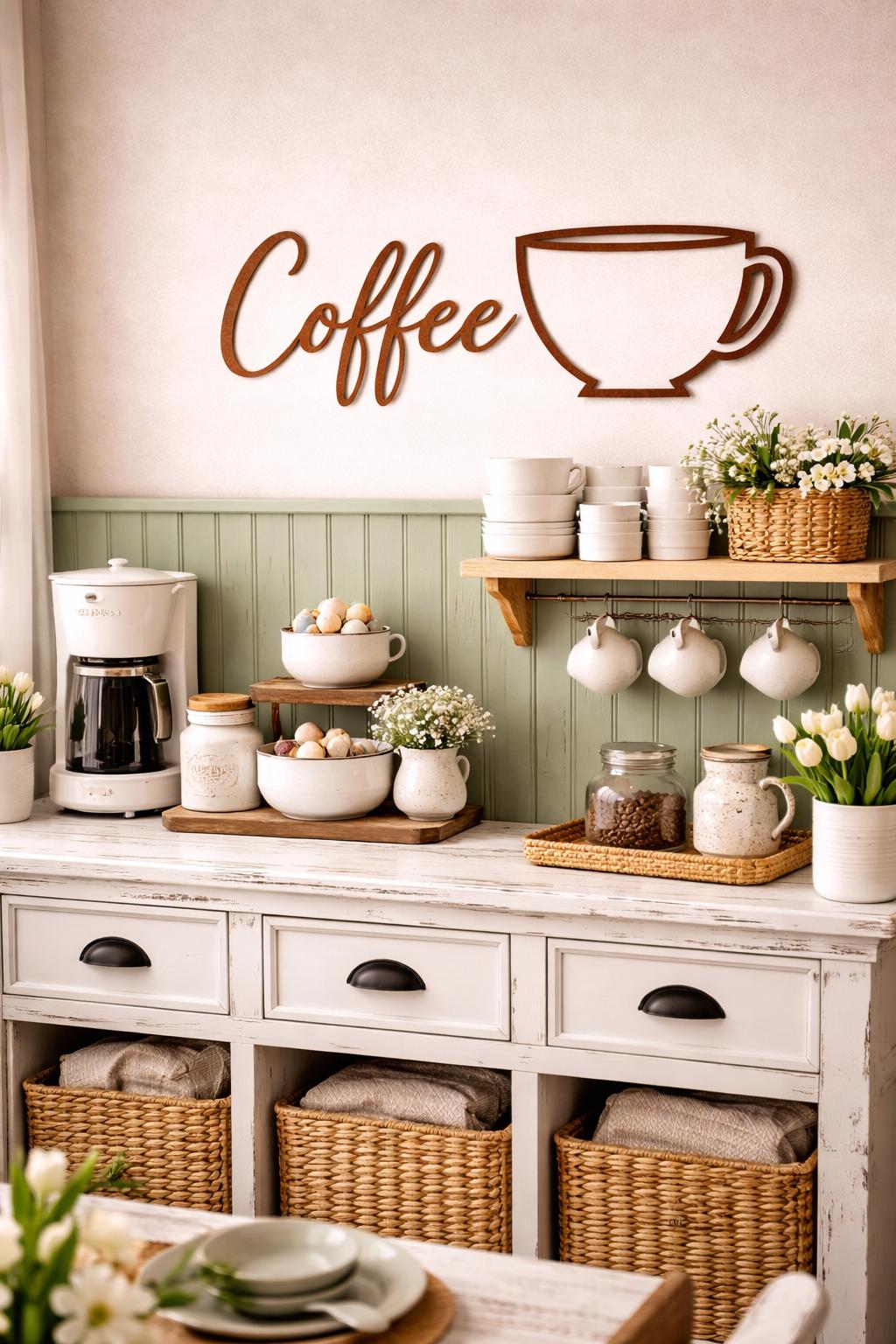 Coffee Bar Mini Metal Sign Set | Coffee Wall Decor | Farmhouse Coffee Station Decor | Rustic Kitchen Wall Art