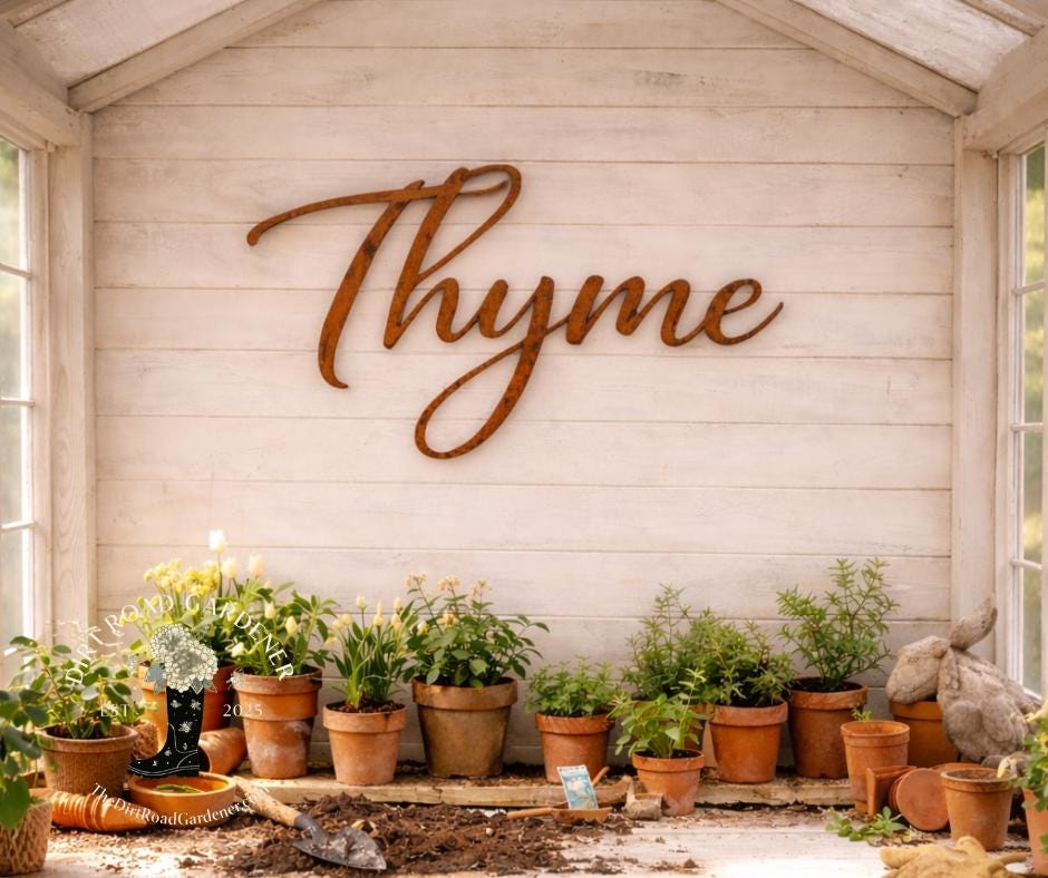 Thyme Metal Word Sign | Farmhouse Herb Garden Decor
