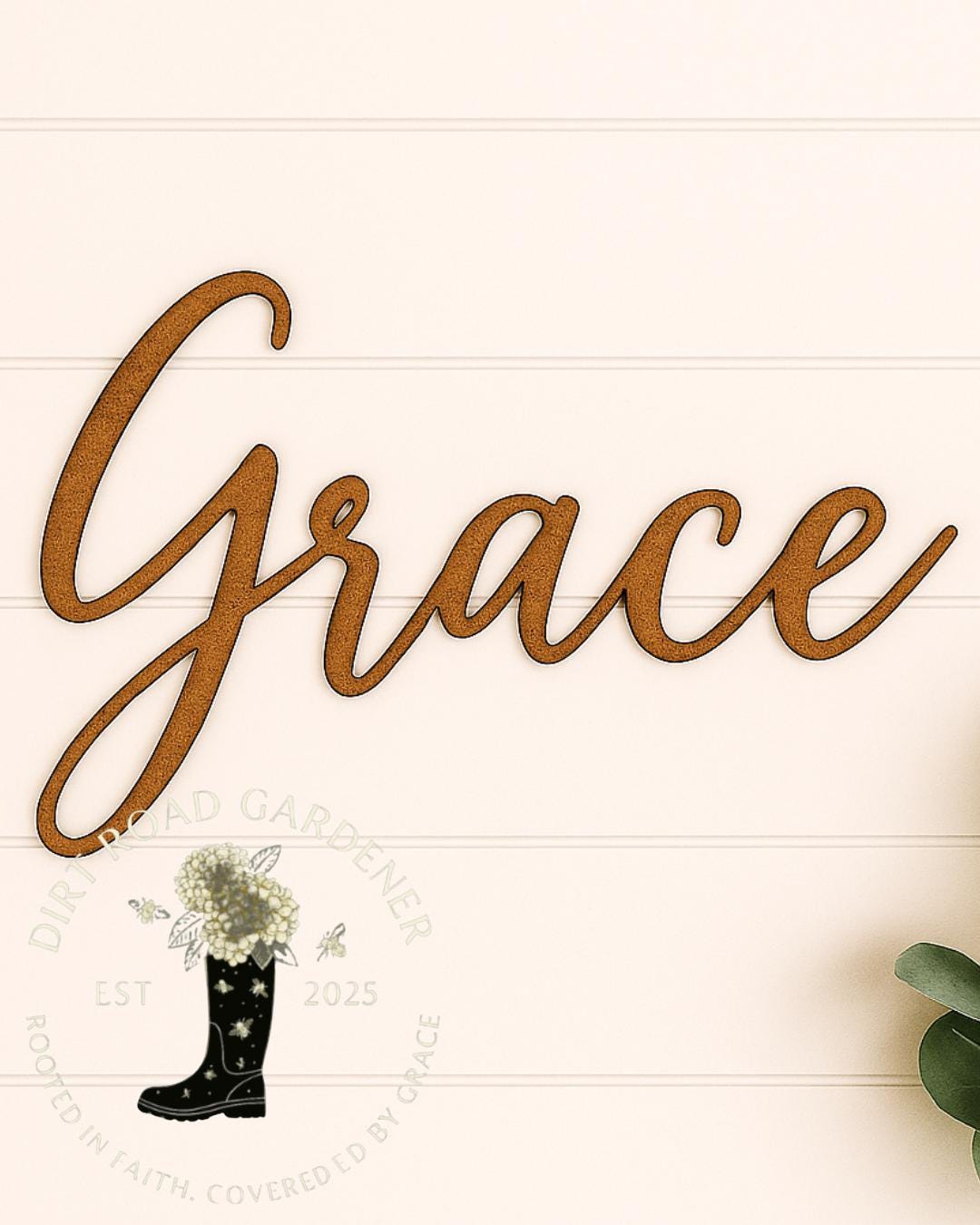GRACE Cottage Farmhouse Script Word Sign