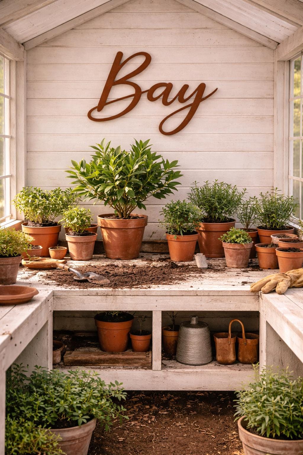 Bay Metal Word Sign | Farmhouse Herb Garden Decor