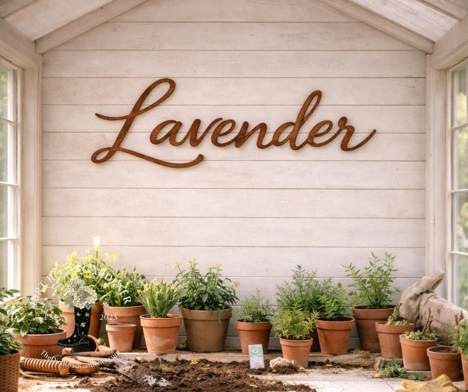 Lavender Metal Word Sign | Farmhouse Kitchen, Herb Garden Decor