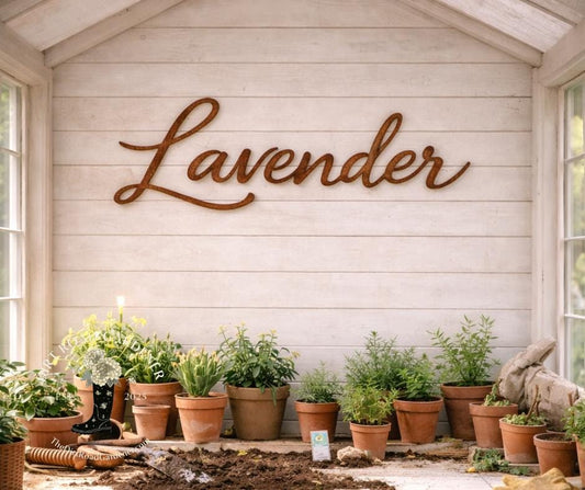 Lavender Metal Word Sign | Farmhouse Kitchen, Herb Garden Decor