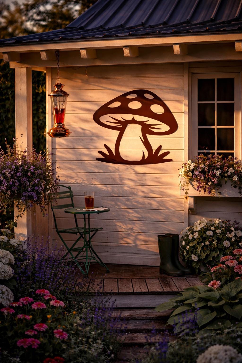 Twilight Toadstool Silhouette – Rustic Steel Garden Wall Art