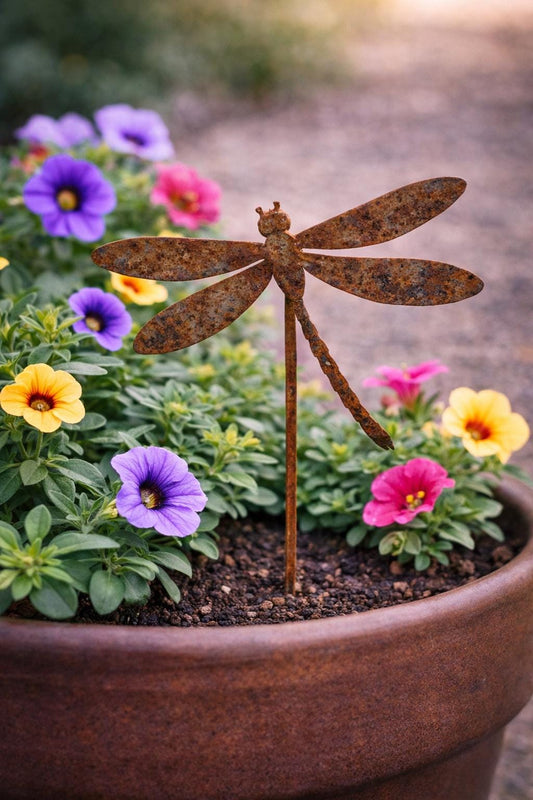 Dragonfly Mini Plant Pick | Metal Garden Marker for Containers & Fairy Gardens