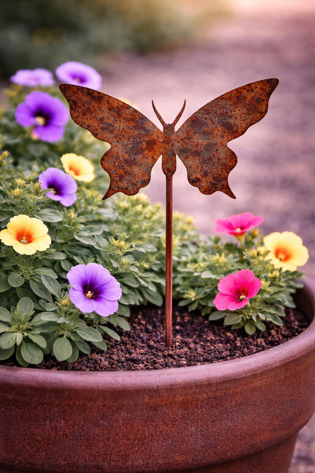 Butterfly Mini Plant Pick | Whimsical Metal Garden Marker for Pots & Fairy Gardens