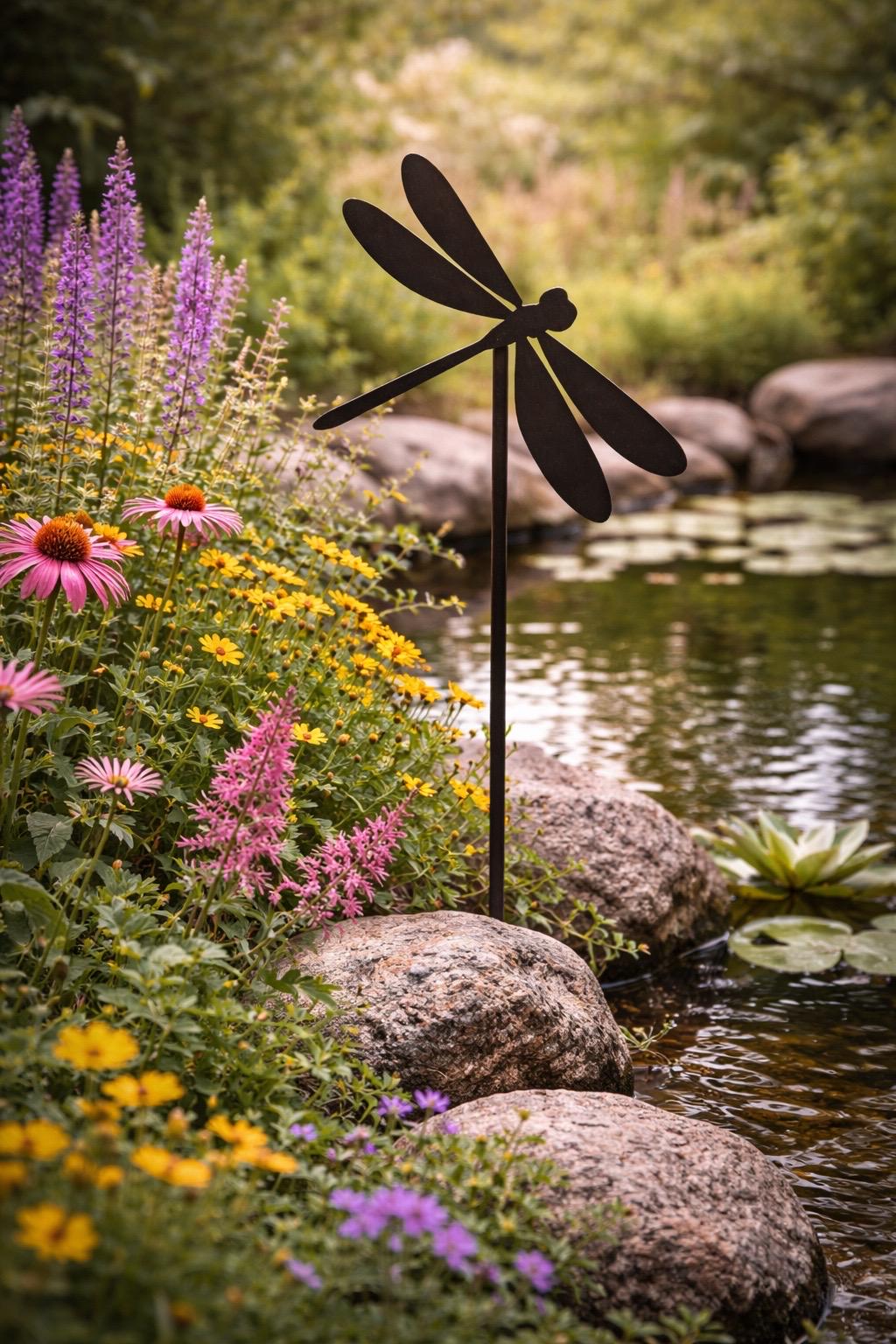 Dragonfly Metal Garden Stake | Handmade Steel Garden Art
